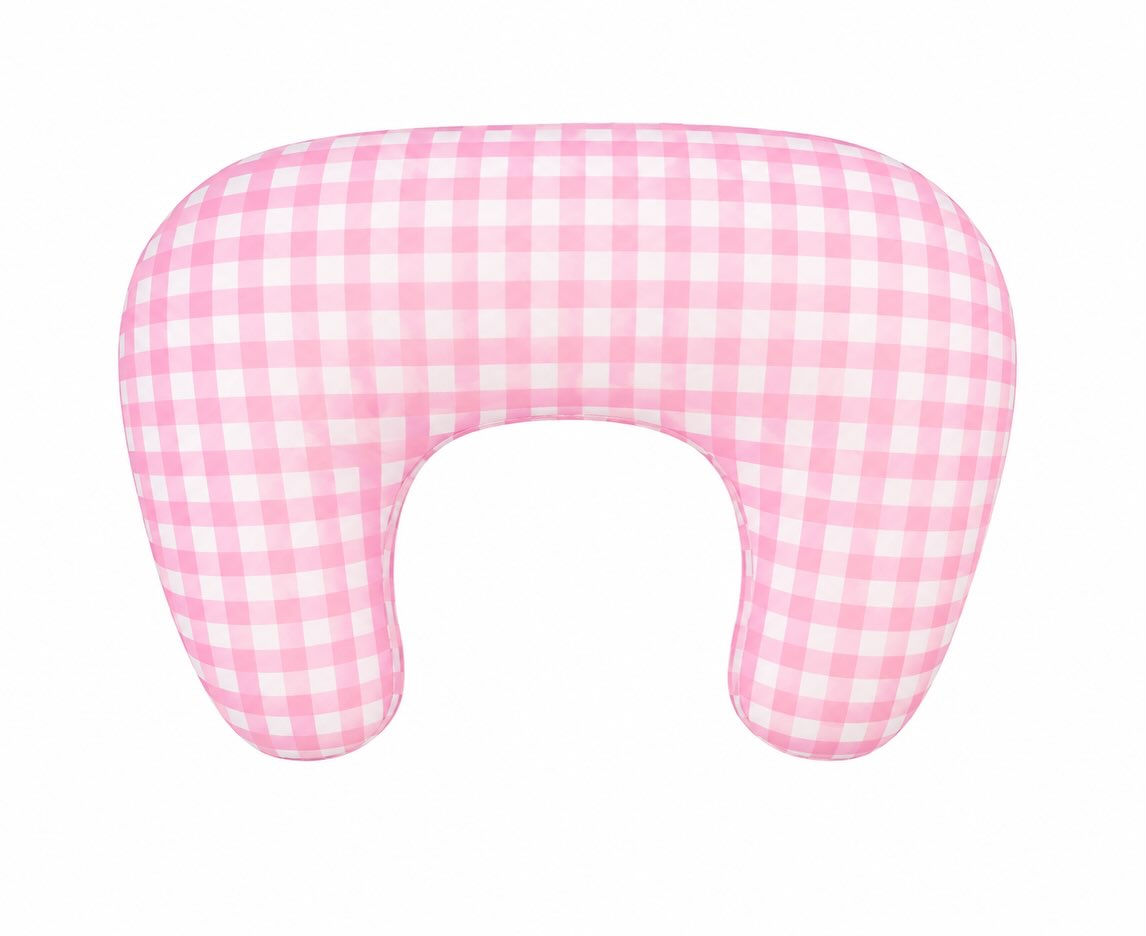 Pink Gingham Nursing Pillow Cover by Little Mae & Co