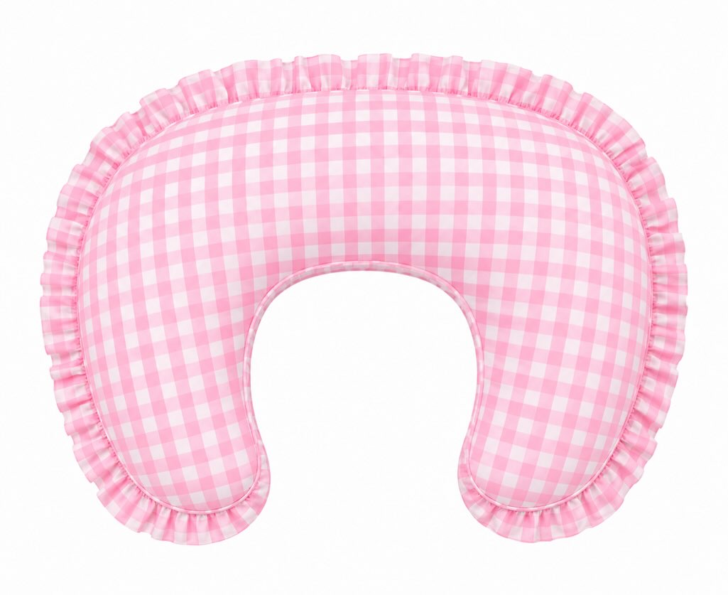 Pink Gingham Nursing Pillow Cover by Little Mae & Co