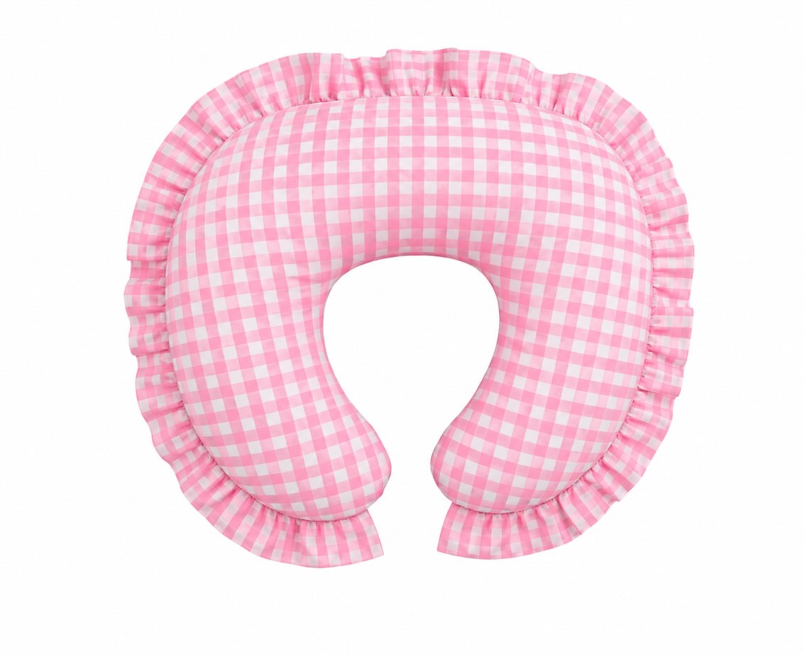 Pink Gingham Nursing Pillow Cover by Little Mae & Co