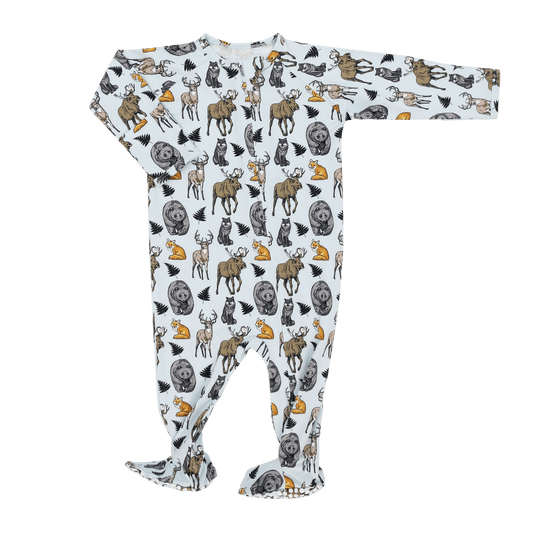 Into The Wild Zipper Footie Baby Onesie With Two Way Zip Sweet Bamboo Everetts Place: Online Boutique