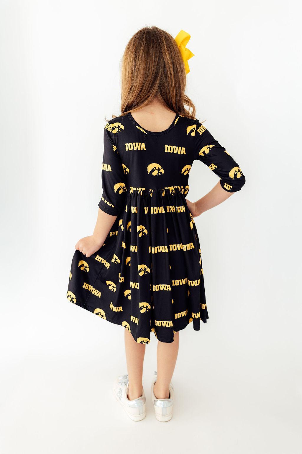 Mila & Rose ® Iowa Black Tigerhawk 3/4 Sleeve Pocket Twirl Dress Everetts Place