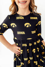 Mila & Rose ® Iowa Black Tigerhawk 3/4 Sleeve Pocket Twirl Dress Everetts Place