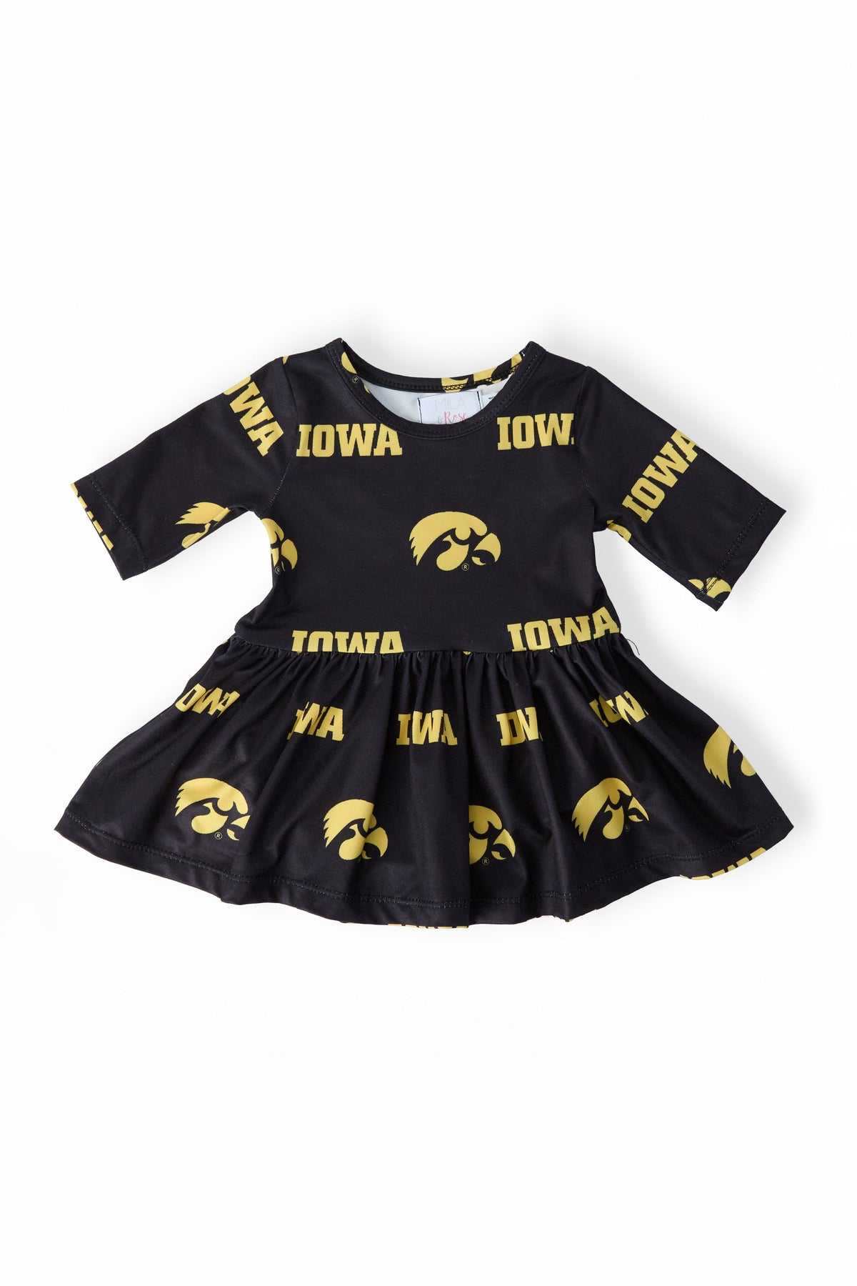 Mila & Rose ® Iowa Black Tigerhawk 3/4 Sleeve Twirl Bodysuit Everetts Place