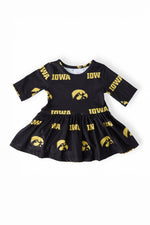 Mila & Rose ® Iowa Black Tigerhawk 3/4 Sleeve Twirl Bodysuit Everetts Place