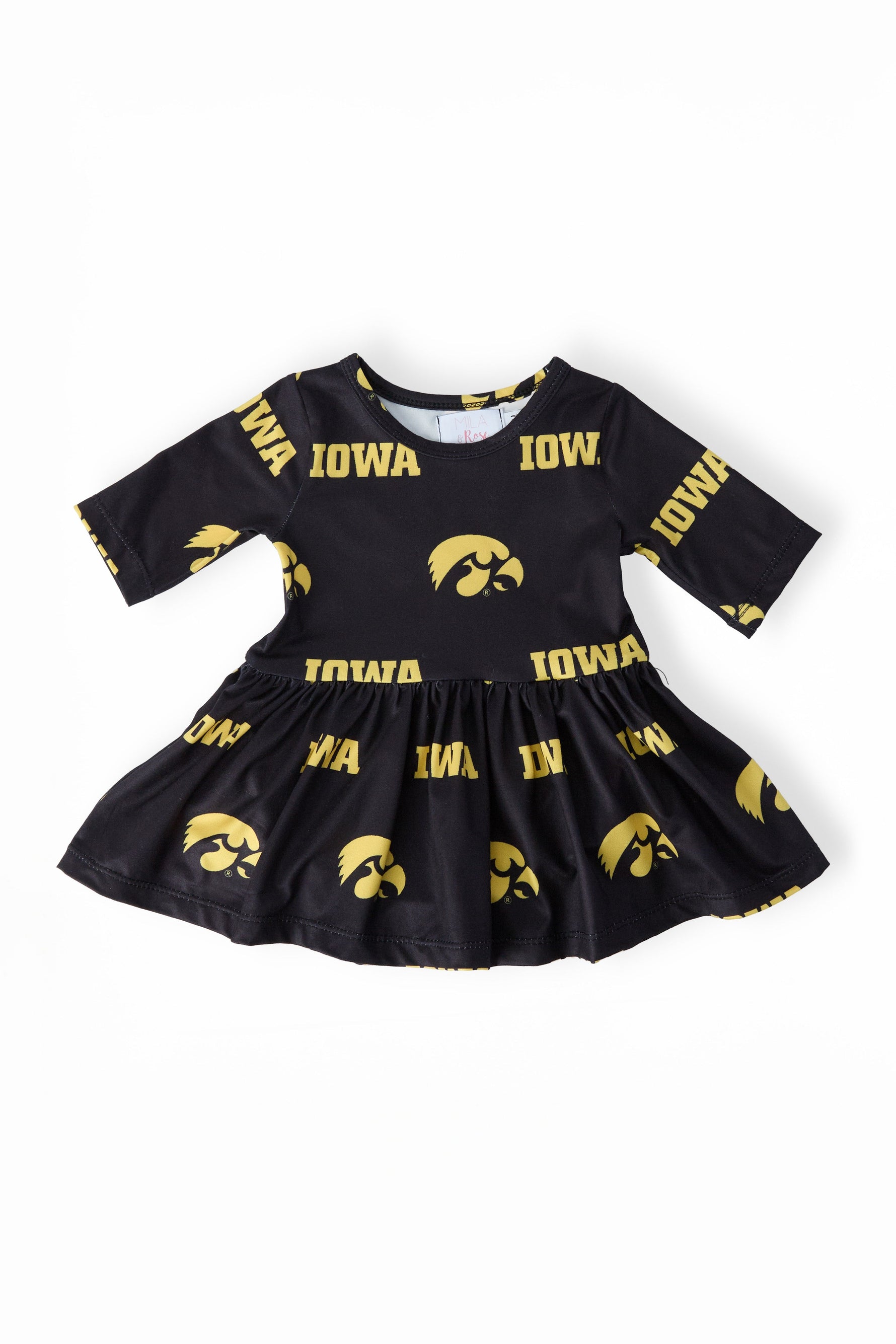 Mila & Rose ® Iowa Black Tigerhawk 3/4 Sleeve Twirl Bodysuit Everetts Place