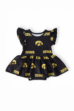 Mila & Rose ® Iowa Black Tigerhawk Flutter Twirl Bodysuit Everetts Place