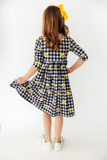 Mila & Rose ® Iowa Plaid Tigerhawk 3/4 Sleeve Pocket Twirl Dress Everetts Place