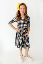 Mila & Rose ® Iowa Plaid Tigerhawk 3/4 Sleeve Pocket Twirl Dress Everetts Place