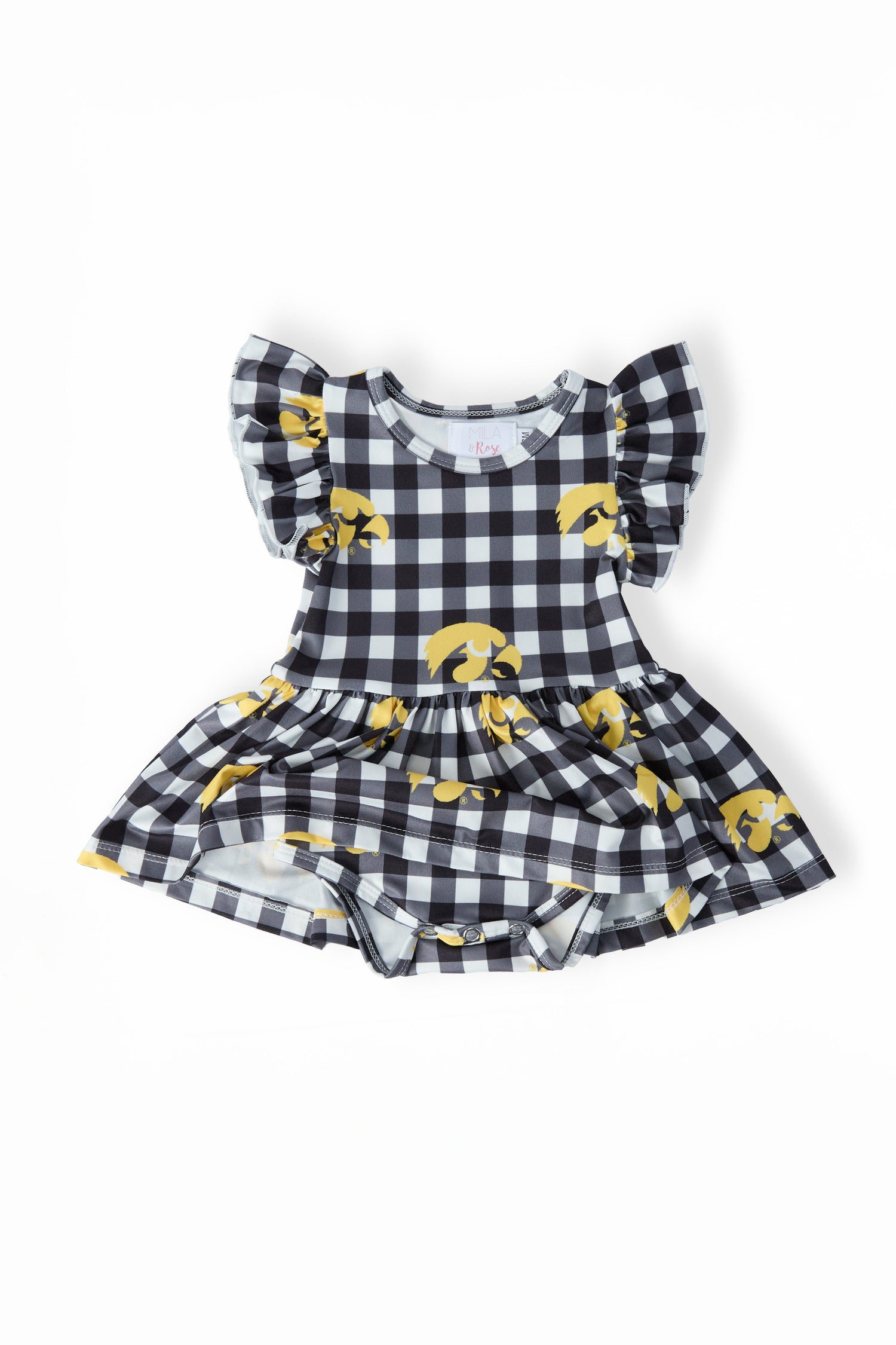 Mila & Rose ® Iowa Plaid Tigerhawk Flutter Twirl Bodysuit Everetts Place
