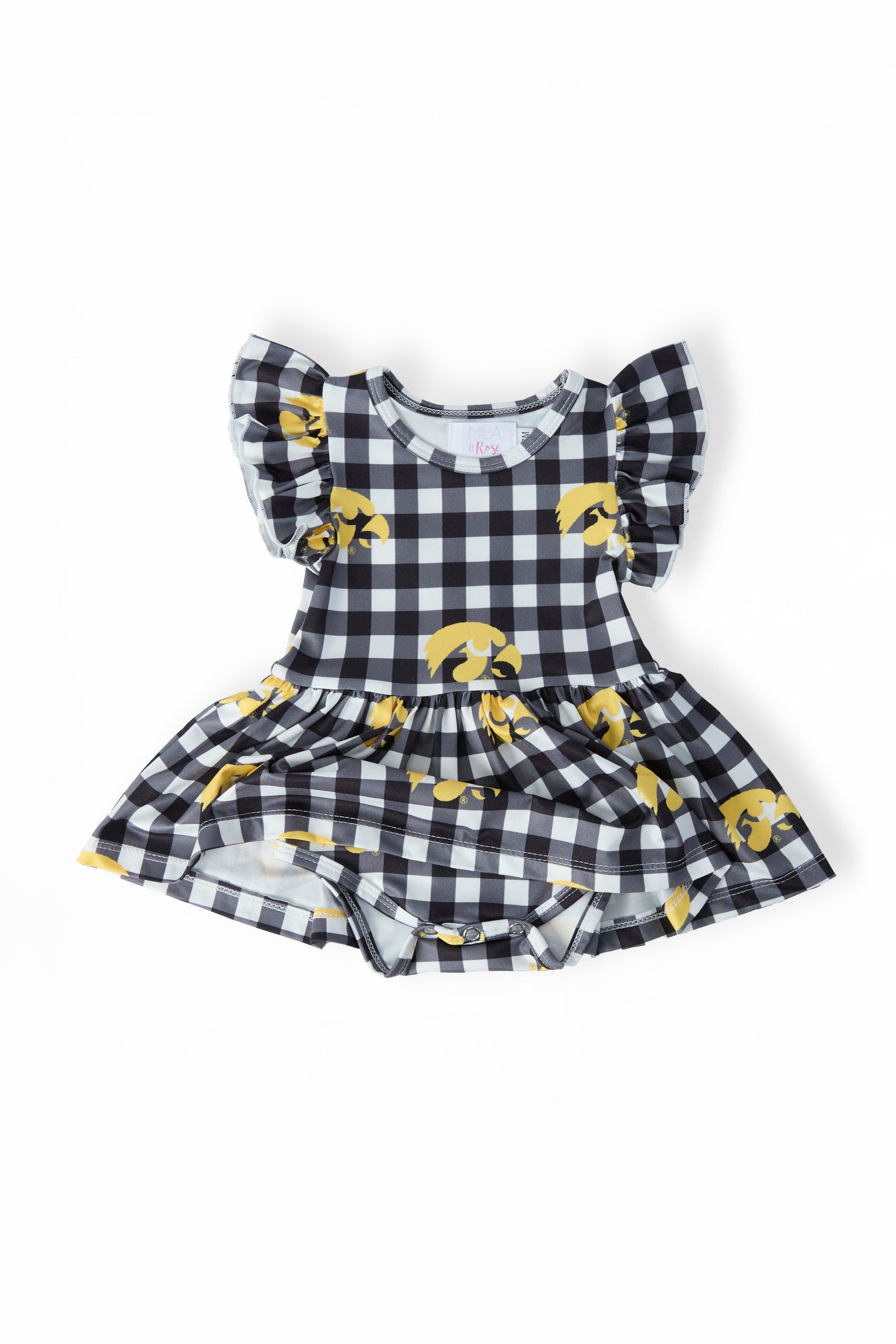 Mila & Rose ® Iowa Plaid Tigerhawk Flutter Twirl Bodysuit Everetts Place