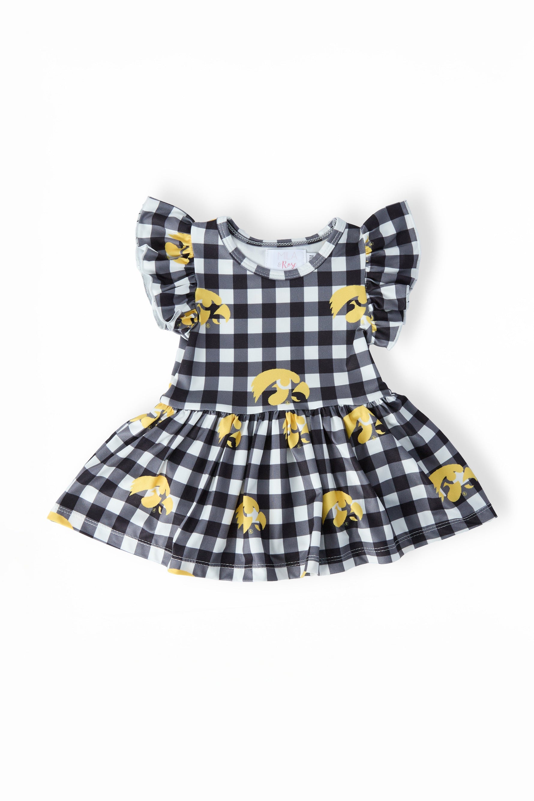 Mila & Rose ® Iowa Plaid Tigerhawk Flutter Twirl Bodysuit Everetts Place