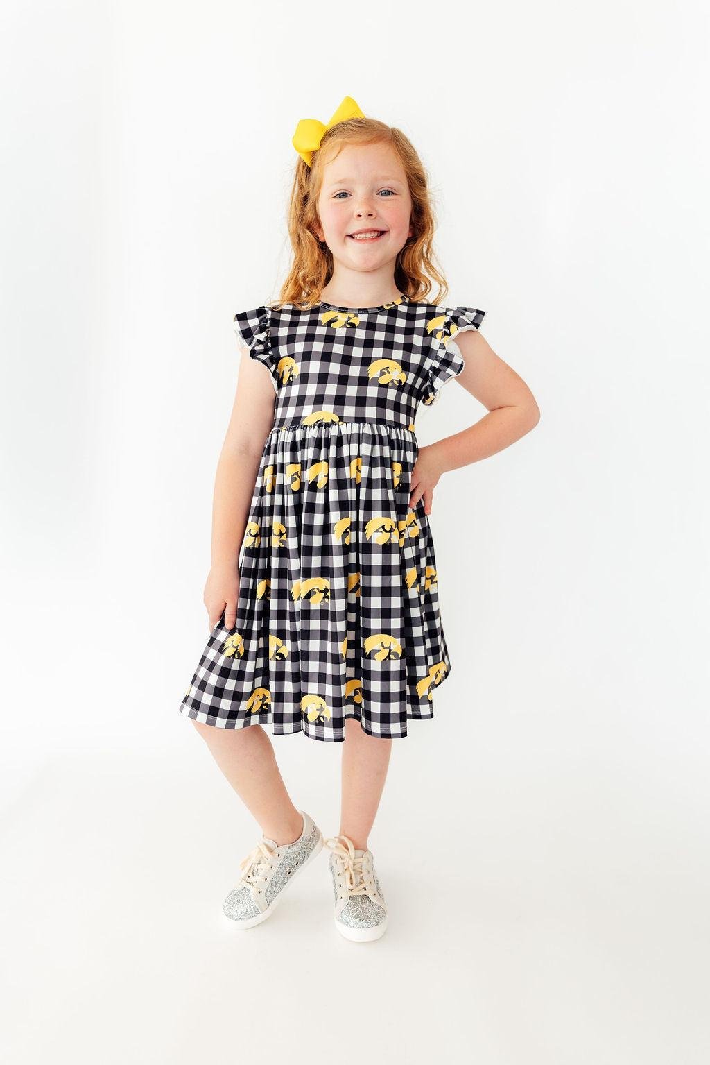 Mila & Rose ® Iowa Plaid Tigerhawk Flutter Twirl DressEveretts Place