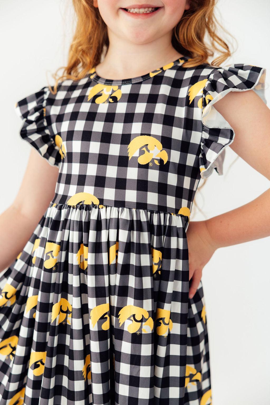 Mila & Rose ® Iowa Plaid Tigerhawk Flutter Twirl DressEveretts Place