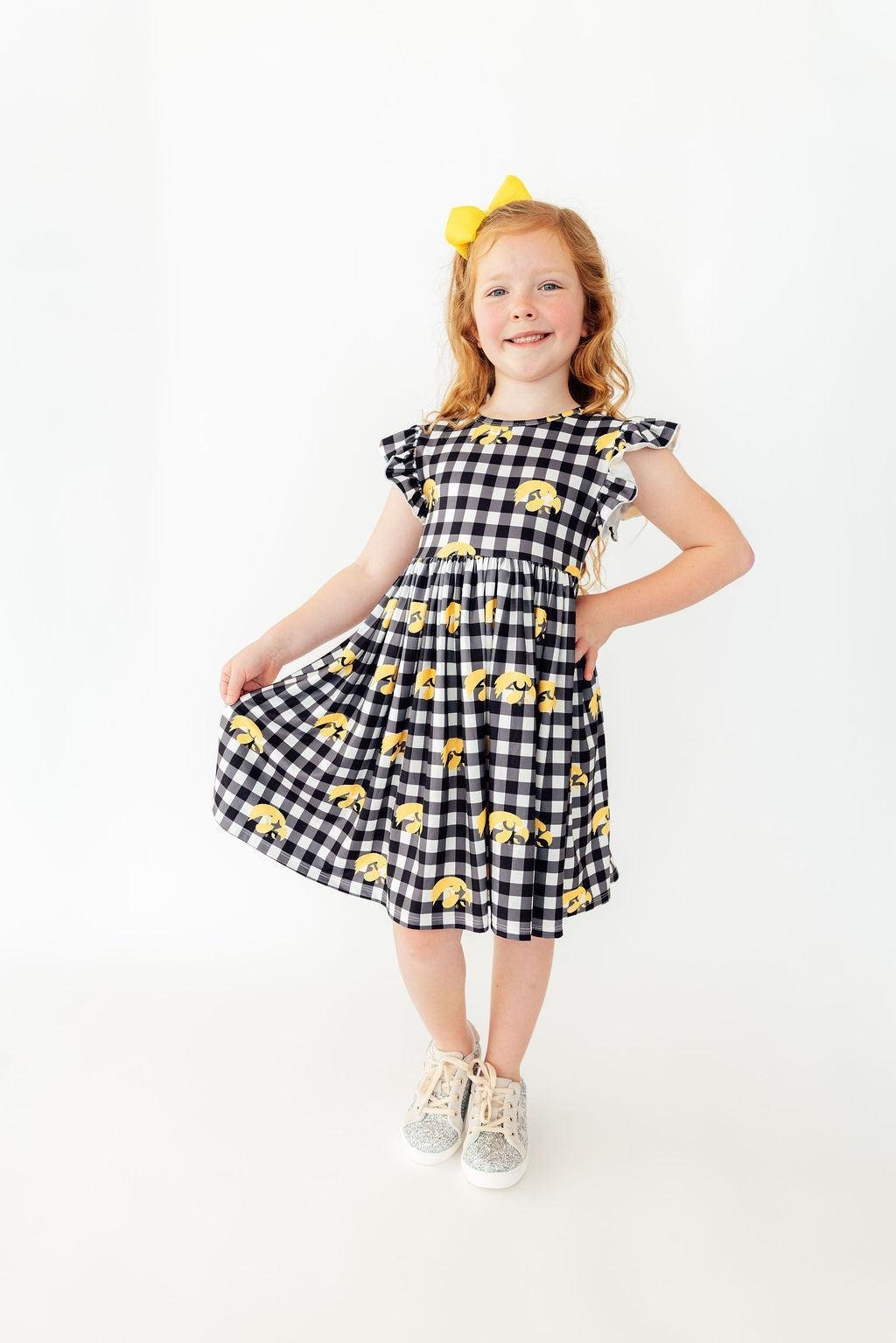 Mila & Rose ® Iowa Plaid Tigerhawk Flutter Twirl DressEveretts Place