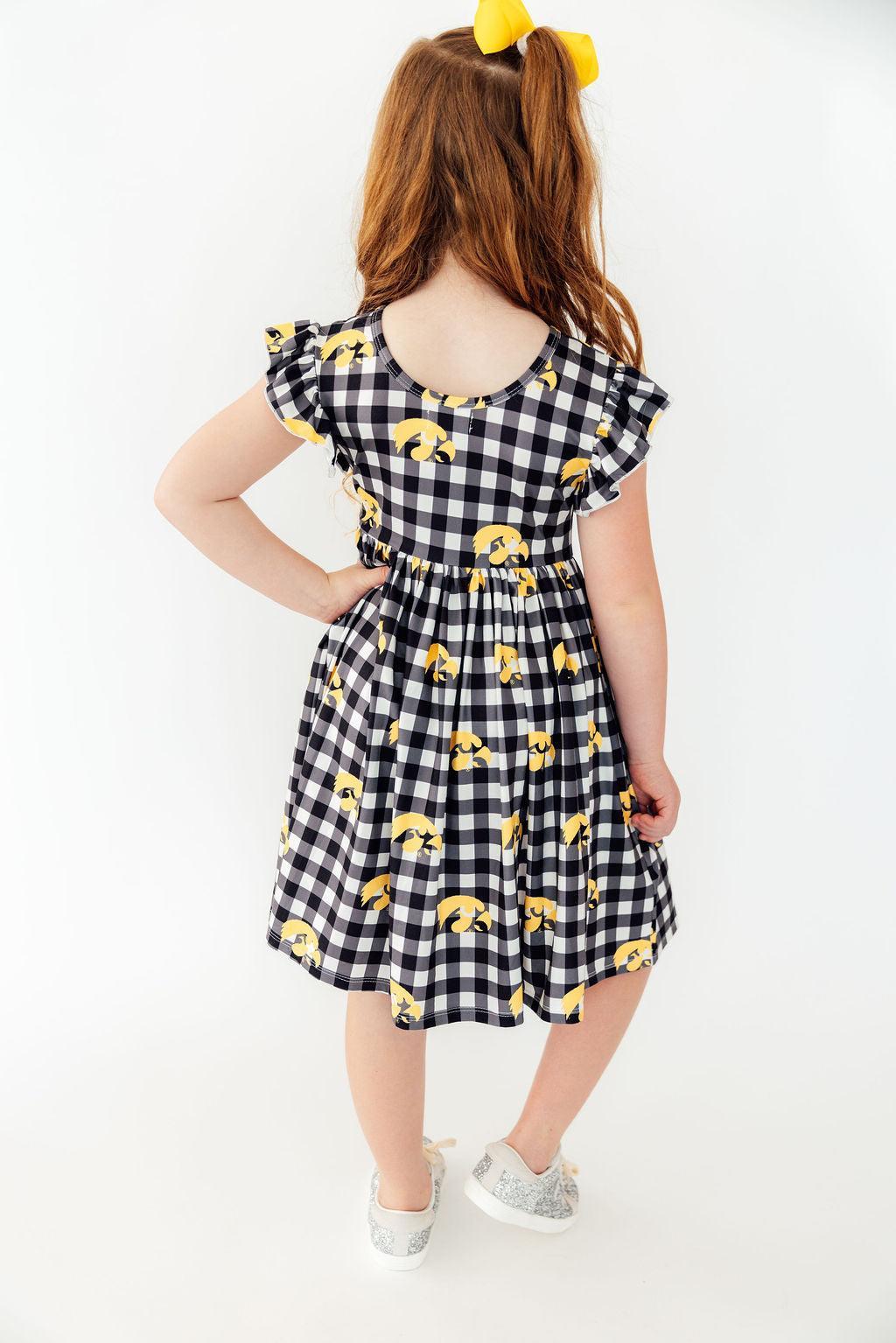 Mila & Rose ® Iowa Plaid Tigerhawk Flutter Twirl DressEveretts Place