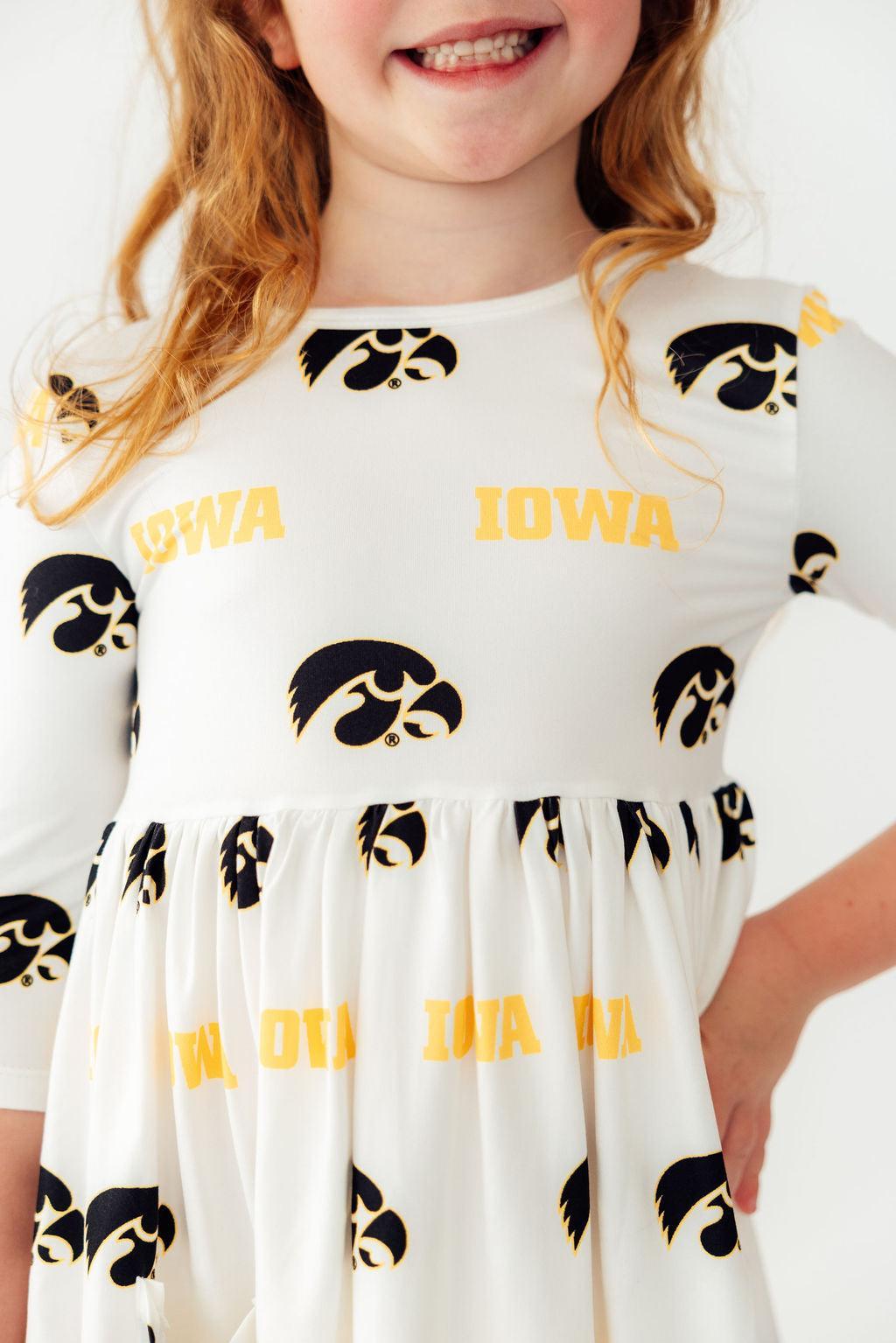 Mila & Rose ® Iowa White Tigerhawk 3/4 Sleeve Pocket Twirl Dress Everetts Place