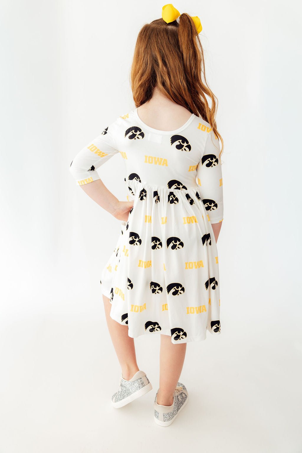 Mila & Rose ® Iowa White Tigerhawk 3/4 Sleeve Pocket Twirl Dress Everetts Place