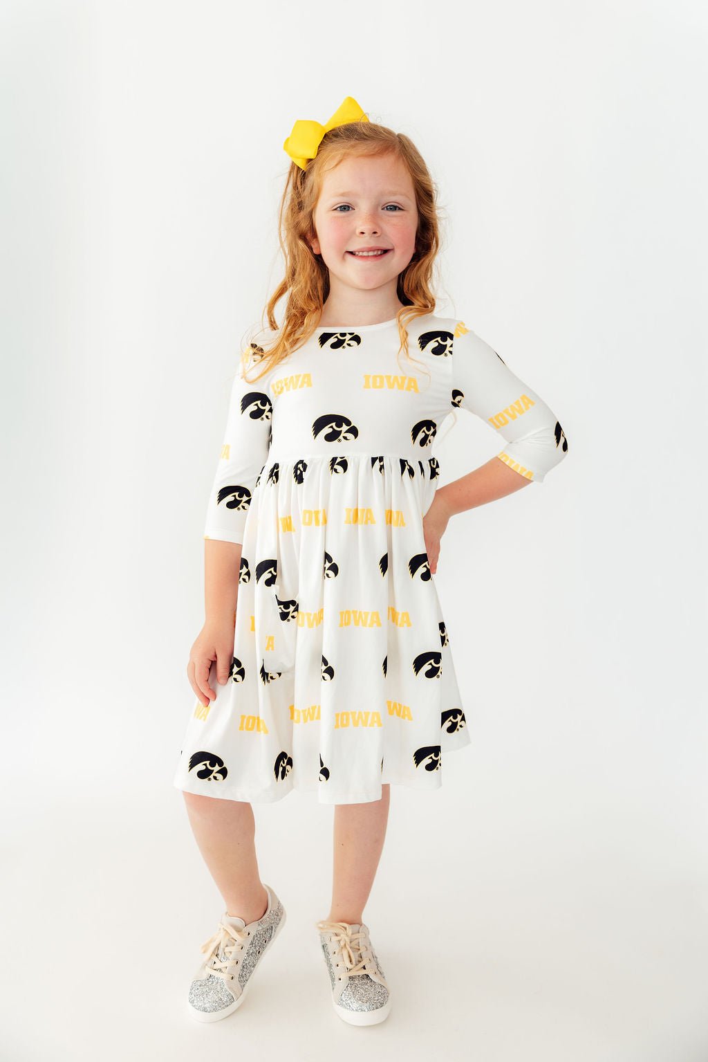 Mila & Rose ® Iowa White Tigerhawk 3/4 Sleeve Pocket Twirl Dress Everetts Place