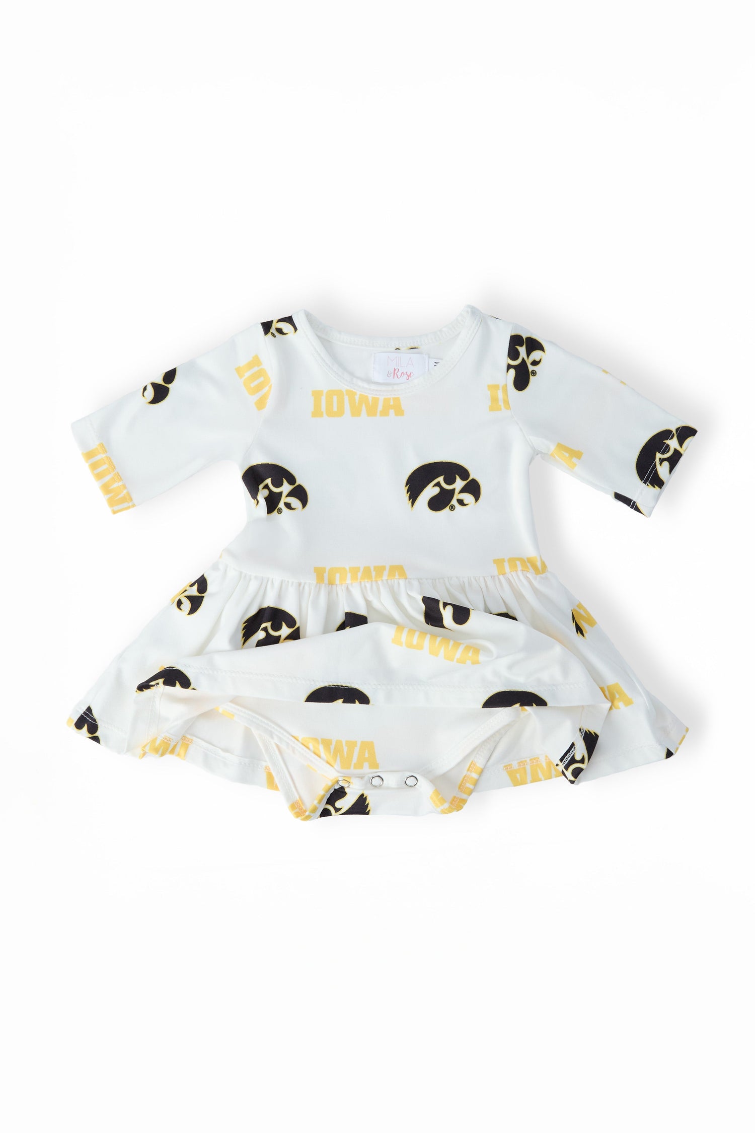 Mila & Rose ® Iowa White Tigerhawk 3/4 Sleeve Twirl Bodysuit Everetts Place