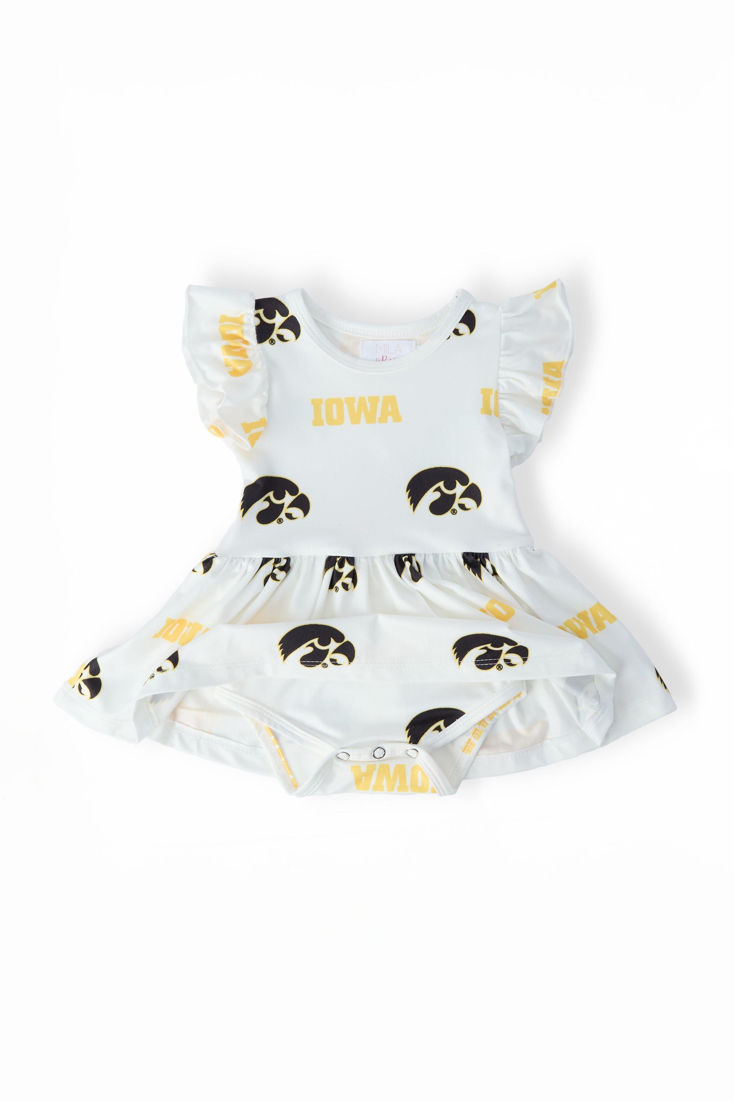 Mila & Rose ® Iowa White Tigerhawk Flutter Twirl Bodysuit Everetts Place