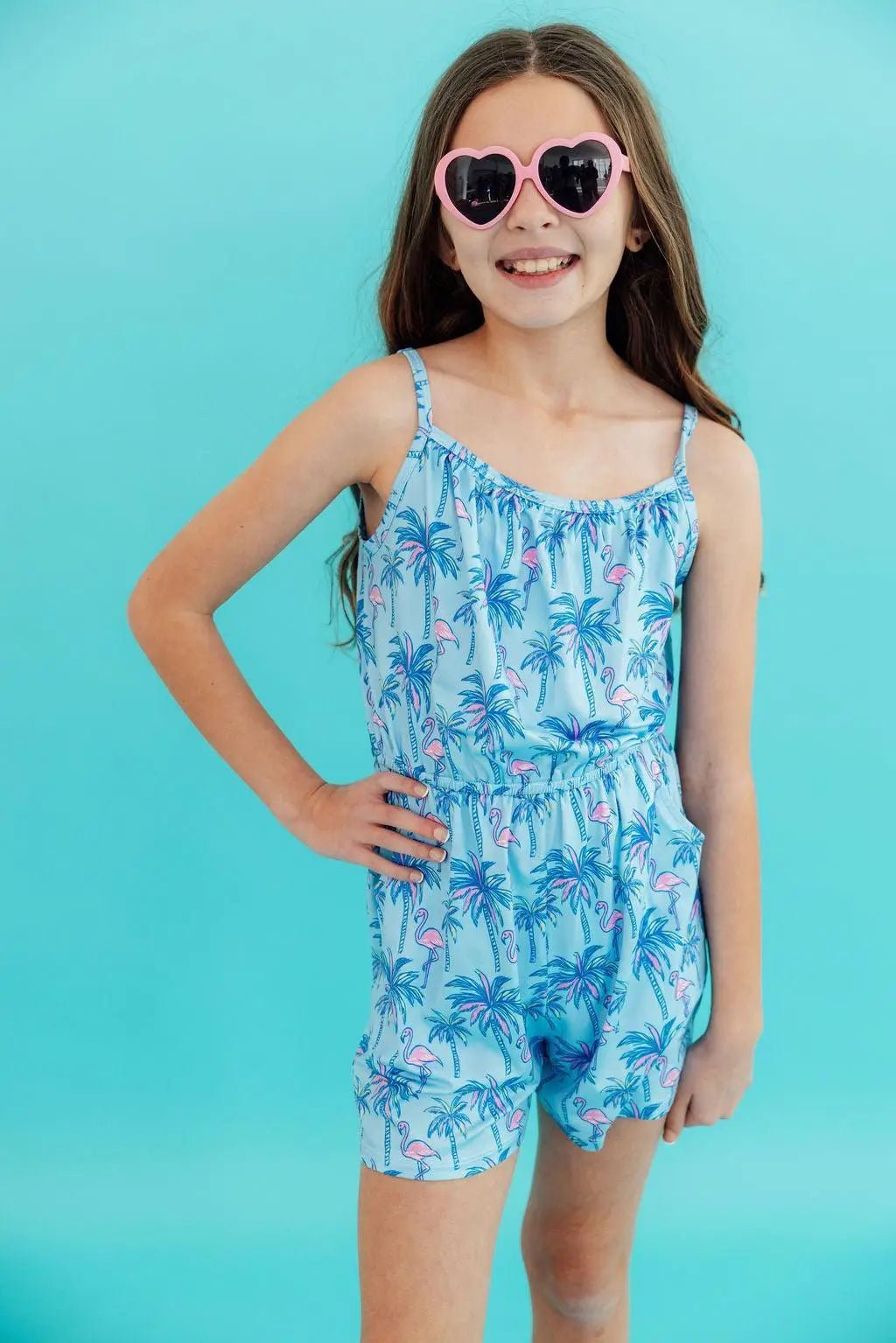 Island Time Strappy Play Romper - One-piece garment, Pink, Day Dress, Waist, Child | Everetts Place