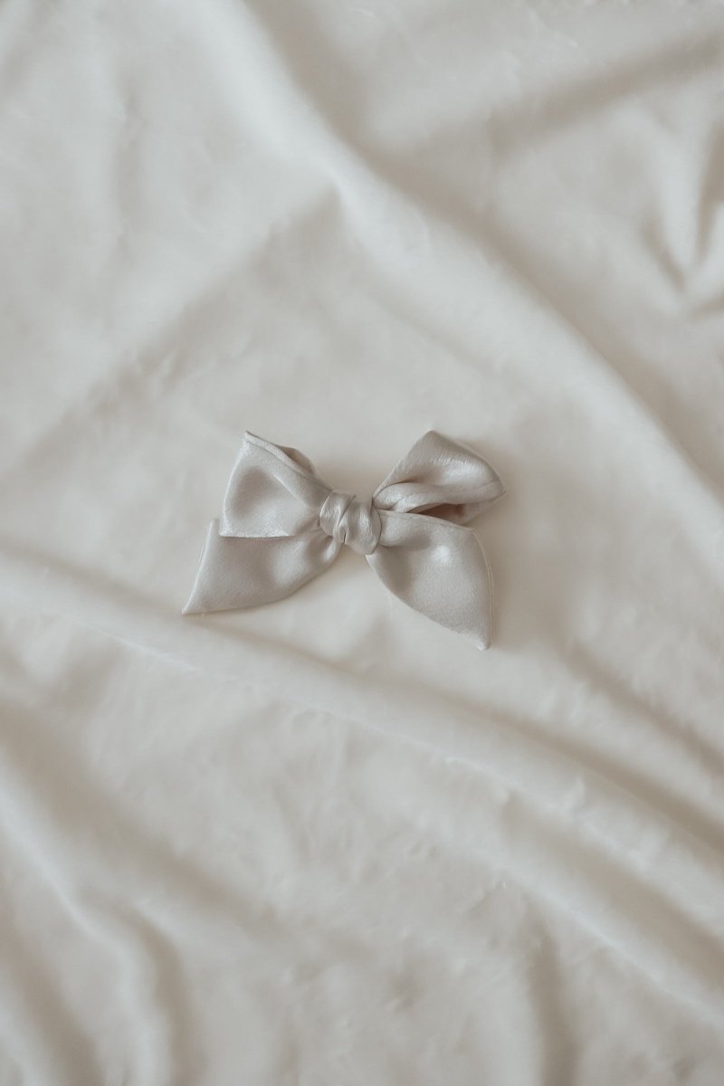 Little Mae & Co Ivorie Bow Clips Ivory Satin Hair Accessories For Girls - Everetts Place Boutique - 