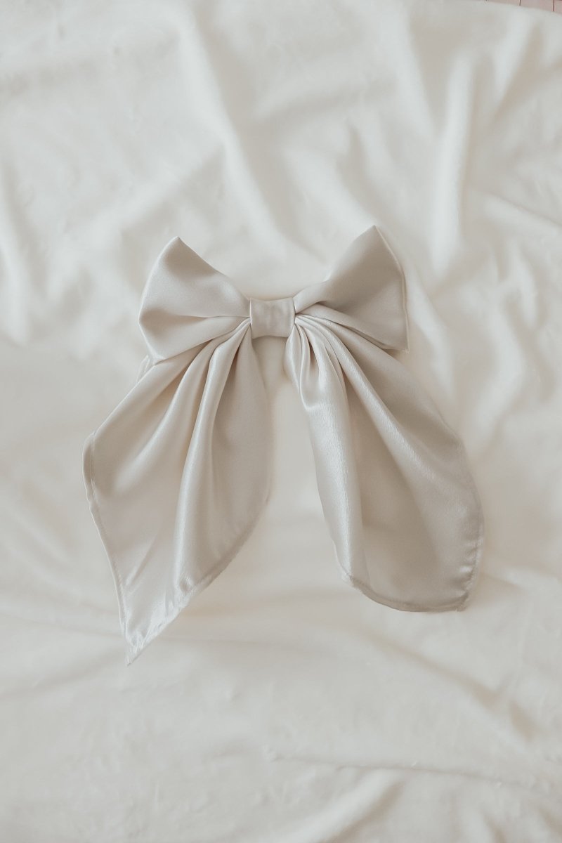 Little Mae & Co Ivorie Large Satin Bow Clip For Women Hair Accessory - Everetts Place Boutique - 