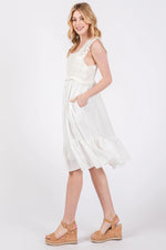 PinkBlush Ivory Crochet Knit Knee Length Dress - 