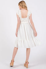 PinkBlush Ivory Crochet Knit Knee Length Dress - 