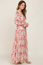 PinkBlush Ivory Floral Chiffon Ruffle Tiered Maxi Dress - 