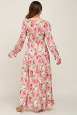 PinkBlush Ivory Floral Chiffon Ruffle Tiered Maxi Dress - 