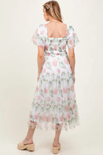 PinkBlush Ivory Floral Mesh Smocked Maternity Midi Dress - 