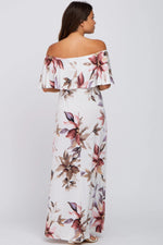 PinkBlush Ivory Floral Off Shoulder Maternity Maxi Dress - 