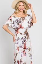 PinkBlush Ivory Floral Off Shoulder Maxi Dress - 