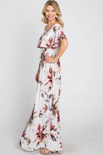 PinkBlush Ivory Floral Off Shoulder Maxi Dress - 