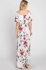 PinkBlush Ivory Floral Off Shoulder Maxi Dress - 