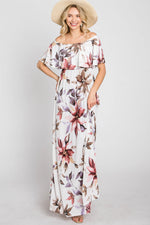 PinkBlush Ivory Floral Off Shoulder Maxi Dress - 