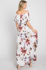 PinkBlush Ivory Floral Off Shoulder Maxi Dress - 