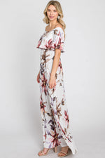 PinkBlush Ivory Floral Off Shoulder Maxi Dress - 