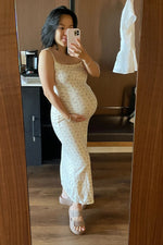 PinkBlush Ivory Floral Pointelle Knit Maternity Midi Dress - 