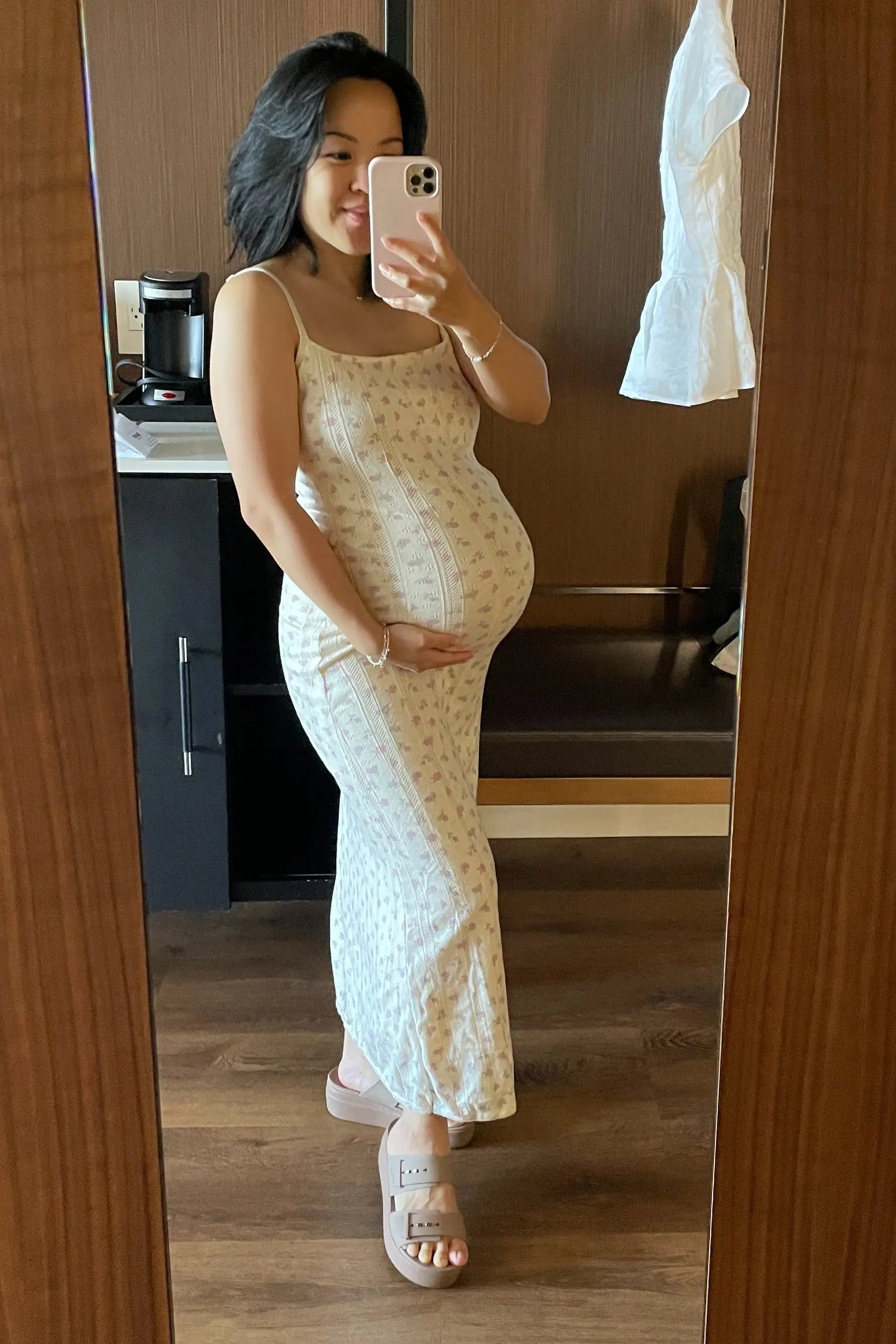 PinkBlush Ivory Floral Pointelle Knit Maternity Midi Dress - 