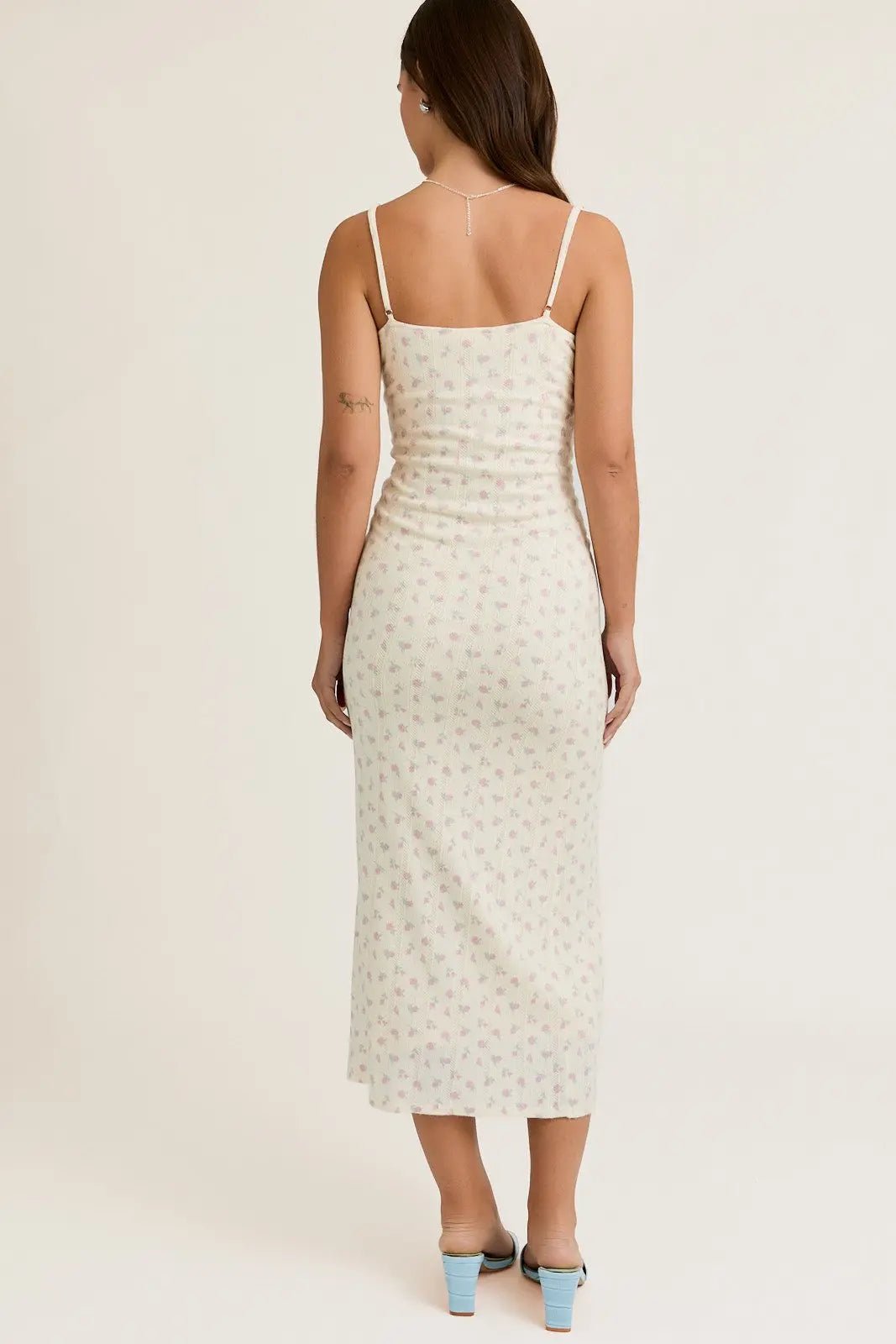 PinkBlush Ivory Floral Pointelle Knit Midi Dress - 
