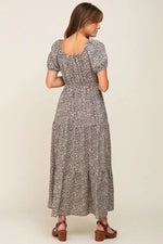 PinkBlush Ivory Foral Puff Sleeve Maxi Dress - 