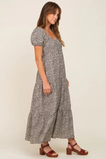 PinkBlush Ivory Foral Puff Sleeve Maxi Dress - 