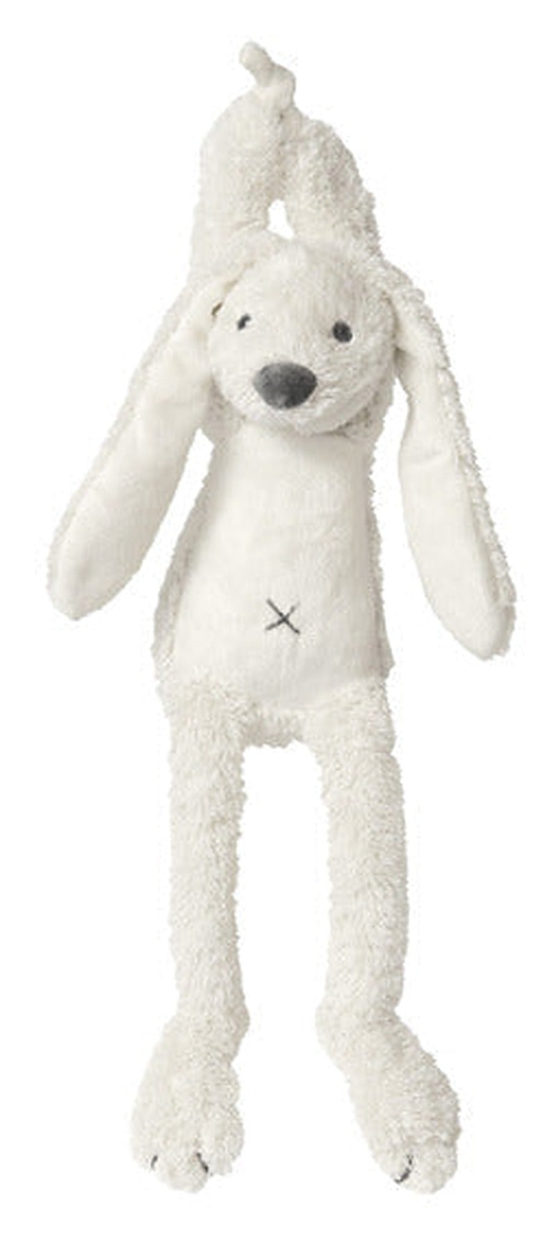 Ivory plush rabbit toy with long ears and a soft body, sitting upright