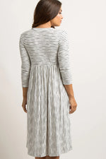 PinkBlush Ivory Ribbed Striped Maternity Midi Dress - 