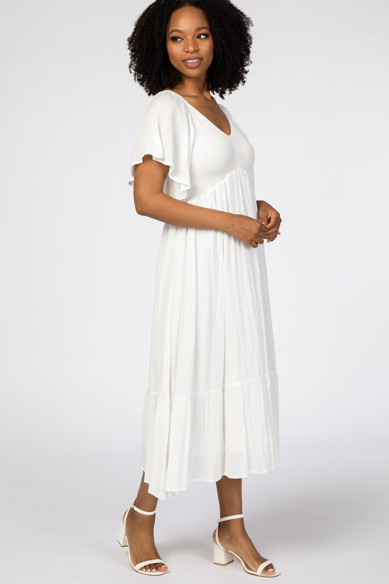 PinkBlush Ivory Smocked Ruffle DressEveretts Place