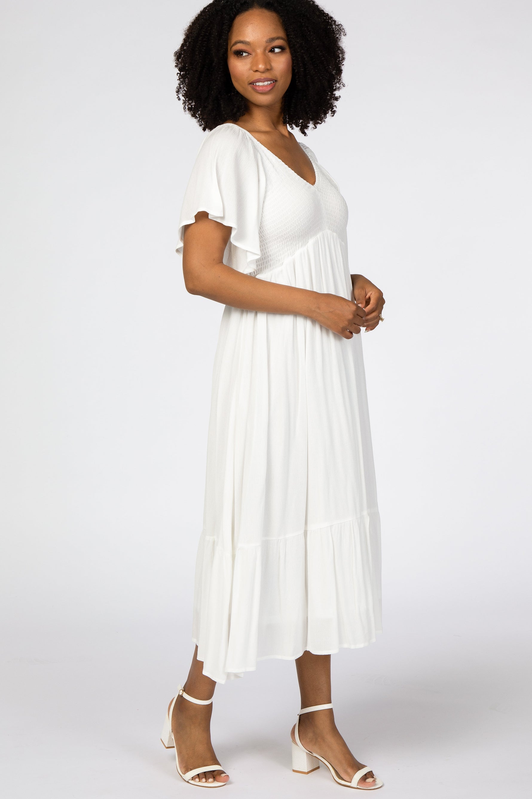 PinkBlush Ivory Smocked Ruffle DressEveretts Place
