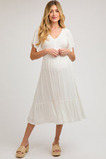 PinkBlush Ivory Smocked Ruffle Maternity DressEveretts Place
