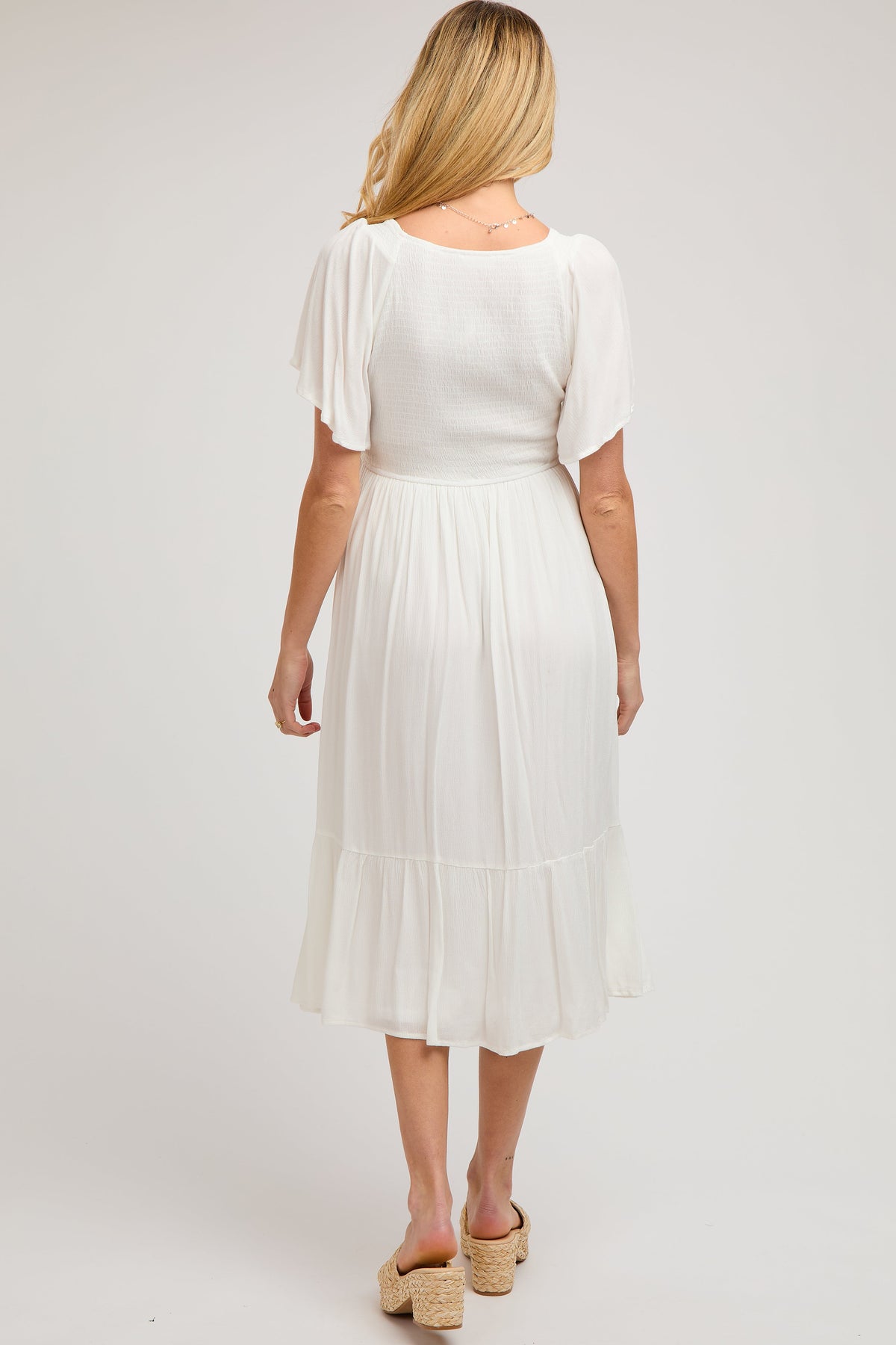 PinkBlush Ivory Smocked Ruffle Maternity DressEveretts Place